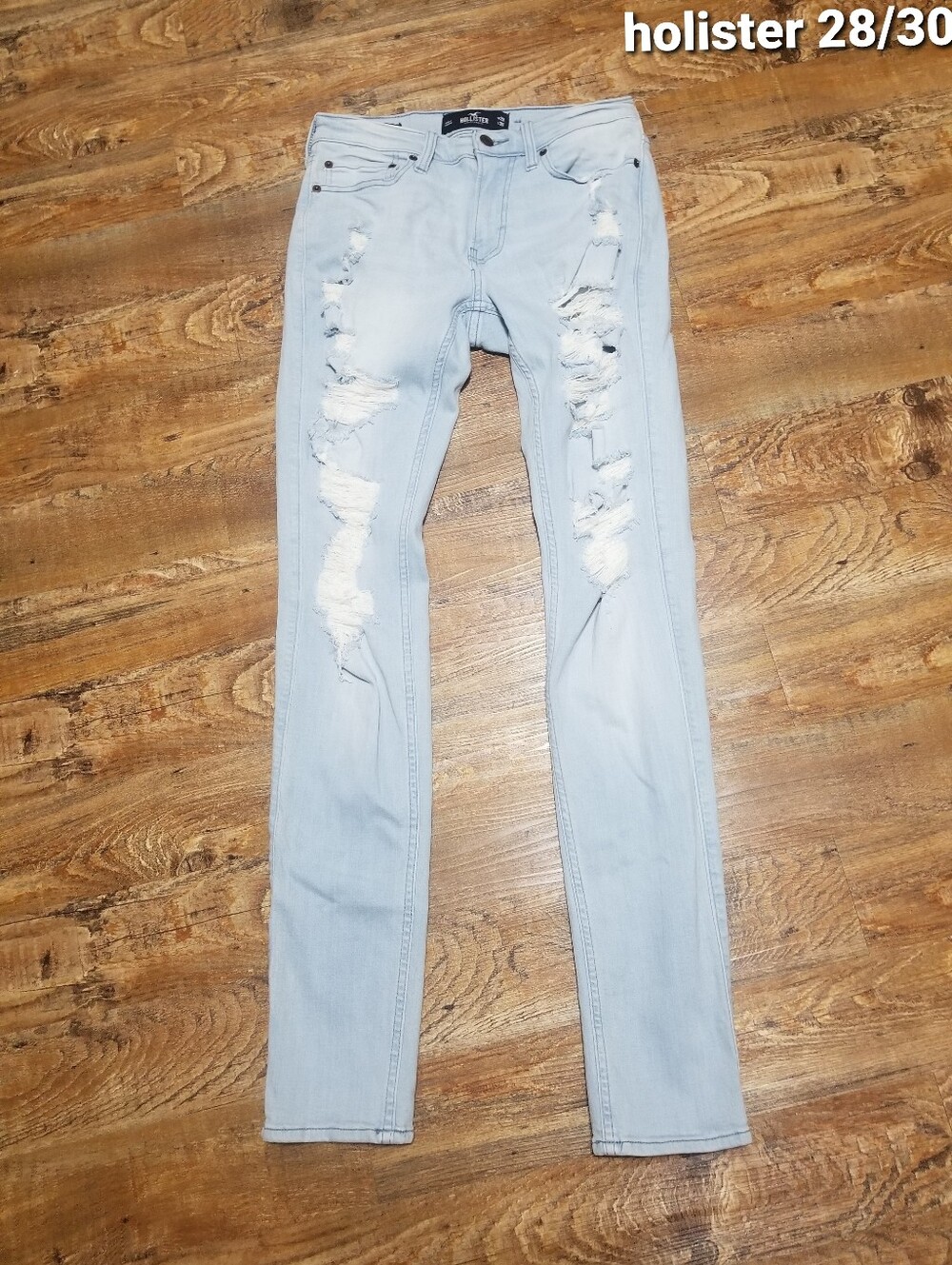 Hollister Jean 28/30 Light Wash Distressed Skinny Grunge Nwotags